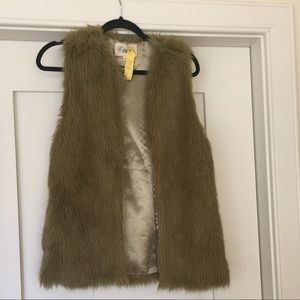 Sage green faux fur vest!